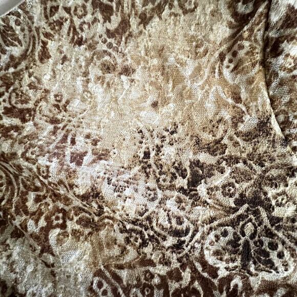 Catherines Top 5X Brown Paisley Floral Textured Boho Fall Blouse Plus Size - Picture 6 of 9